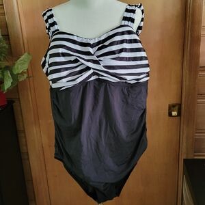 Striped Black and White Women's One Piece Swimsuit
